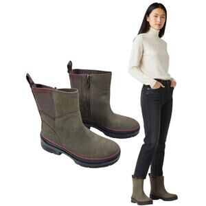NEW Timberland Malynn waterproof Side zip leather boots olive size 5.5